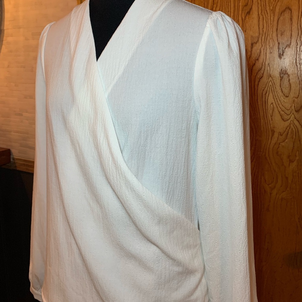 Aqua White Women's Wrap Blouse